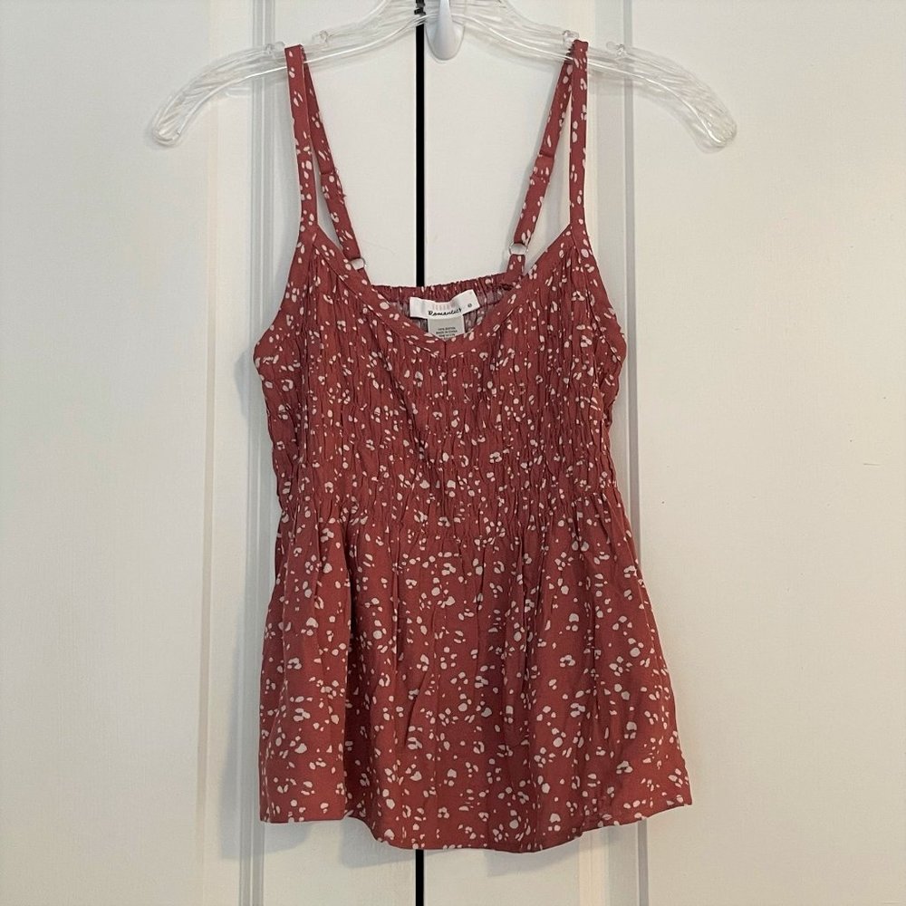 NWOT Urban Romantics Abstract Floral Tank Top (XS, Pink/Blush/Rose w/ Cream)